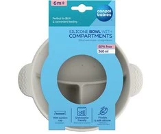 CANPOL BABIES silikoninis neslystantis dubenėlis DOTS, 3 skyrių, 360 ml, 51/403_grey