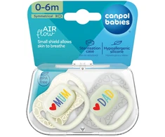 CANPOL BABIES silikoninis simetrinis čiulptukas LoveMum&amp;Dad, 0-6m, 2 vnt., 34/939