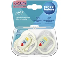 CANPOL BABIES silikoninis simetrinis čiulptukas LoveMum&amp;Dad, 6-18m, 2 vnt., 34/940