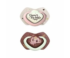 CANPOL BABIES simetrinis silikoninis čiulptukas SLEEPY KOALA, 18m+, pink, 2vnt., 22/660_pin