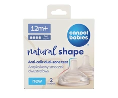 CANPOL BABIES žindukas NATURAL SHAPE Anti-colic, greito pratekėjimo, 12m+, 2 vnt., 21/753
