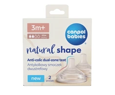 CANPOL BABIES žindukas NATURAL SHAPE Anti-colic, lėto pratekėjimo, 3m+, 2 vnt., 21/751