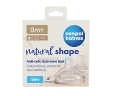 CANPOL BABIES žindukas NATURAL SHAPE Anti-colic, labai lėto pratekėjimo, 0m+, 2 vnt., 21/750