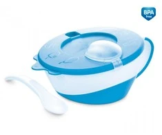 CANPOL BABIES dubenėlis su šaukštu LITTLE COW, mėlynas, 350 ml, 31/406