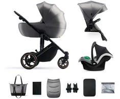 KINDERKRAFT universalus vežimėlis 3in1 PRIME 2 3IN1 MINK PRO pilkos spalvos, KSPRIM02GRY300I