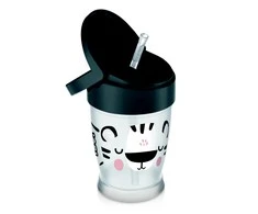 LOVI puodelis su šiaudeliu JUNIOR Salt&amp;Pepper, 250 ml, 35/356