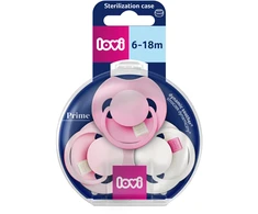 LOVI silikoniniai dinaminiai čiulptukai Prime, Peony Rožinė, 6–18 mėn., 3 vnt., 34/455