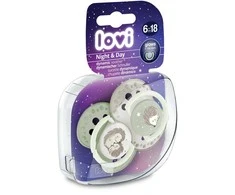 LOVI silikoniniai dinaminiai čiulptukai Night&amp;Day Hedgehog, 6-18M, 2vnt., 22/930