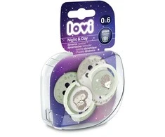 LOVI silikoniniai dinaminiai čiulptukai Night&amp;Day Hedgehog, 0-6M, 2vnt., 22/929