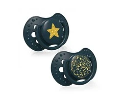 LOVI silikoniniai dinaminiai čiulptukai STARDUST, žalia, 6-18 mėn., 2 vnt., 22/894_green