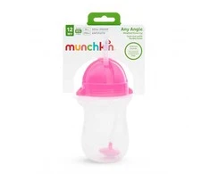 MUNCHKIN gertuvė su šiaudeliu ir svareliu, rožinės spalvos, 12mėn+, 296ml, 01246201