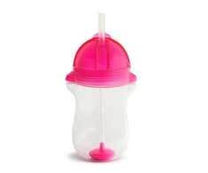 MUNCHKIN gertuvė su šiaudeliu ir svareliu, rožinės spalvos, 12mėn+, 296ml, 01246201