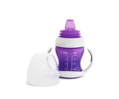MUNCHKIN mokomoji gertuvė su rankenomis ir minkštu snapeliu, Gentle Transition, violetinės spalvos, 4mėn+, 118 ml, 012550WWW