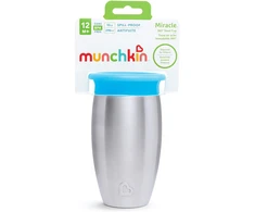 MUNCHKIN nerūdijančio plieno puodelis, Miracle 360, mėlynos spalvos, 12mėn+, 296ml, 01245001