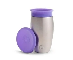 MUNCHKIN nerūdijančio plieno puodelis, Miracle 360, 12mėn+, violetinės spalvos, 296ml, 05190901