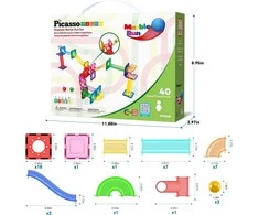 PICASSO TILES Magnetinis konstruktorius Marble Run 40 det., PTG40