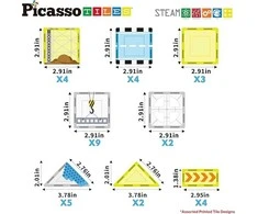 PICASSO TILES Magnetinis konstruktorius su 8 mašinomis Construction 45 det., PTQ11