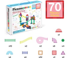 Picasso Tiles PicassoTiles PICASSO MAGNETINIAI KALULAI Kamuoliukų takelis vaikams, 70 elementų