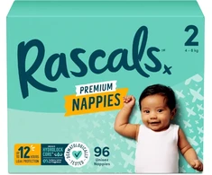 Rascal And Friends RASCALS sauskelnės, 2 dydis, 4-8kg., 96 vnt.
