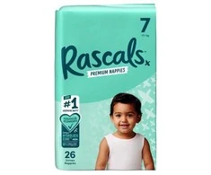 Rascal And Friends RASCALS sauskelnės, 7 dydis, 17 kg+, 26 vnt.