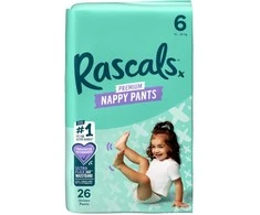 Rascal And Friends RASCALS sauskelnės-kelnaitės, 6 dydis, 15-20 kg., 26 vnt.