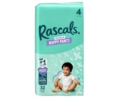 Rascal And Friends RASCALS sauskelnės-kelnaitės, 4 dydis, 10-15 kg., 32 vnt.