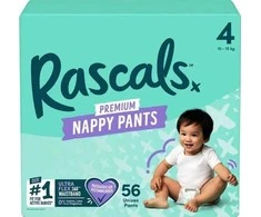 Rascal And Friends RASCALS sauskelnės-kelnaitės, 4 dydis, 10-15 kg., 56 vnt.