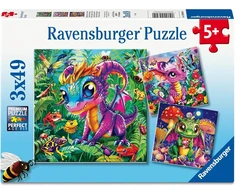 RAVENSBURGER Dėlionė dėlionė Mažieji sodo drakonai, 3x49 det., 12004301 0