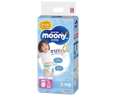 Sauskelnės - kelnaitės Moony mergaitiškos L 9-14 kg, 44 vnt