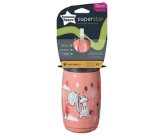 TOMMEE TIPPEE gertuvė su šiaudeliu INSULATED STRAW 266ml, 12m+, pink, 448017