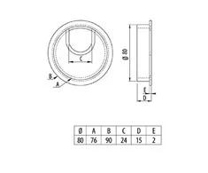 GTV Apvali metalinė įvorė laidams 80mm, stalo angos dangtelis kabelių tvarkymui, juoda