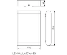 GTV Fasadinis šviestuvas dvikryptis LED VALLA, 12W, 960lm, AC220-240V, 50/60Hz, IP54, 4000K