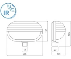 Sieninis šviestuvas GTV Priekinis šviestuvas su jutikliu, maks. 60 W, E27, AC220-240 V, 50/60 Hz, šviesos kampas 1