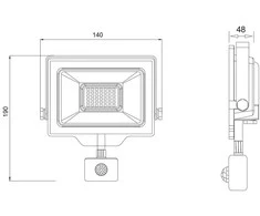 GTV G-TECH LED prožektorius su judesio jutikliu, 30 W, 3000 lm, AC220-240 V, 50/60 Hz, PF>0,9,