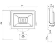 GTV G-TECH LED prožektorius su judesio jutikliu, 10 W, 1000 lm, AC220-240 V, 50/60 Hz, PF>0,9,