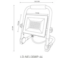 GTV Nešiojamas LED prožektorius NELI, 30 W, 2700 lm, 6400 K, IP65, juodas / LD-NELI30WP-64