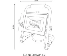 GTV NELI Portable Floodlight, LED, 50W, 4500lm, 6400K, AC220-240V, IP65, 1.5m cable
