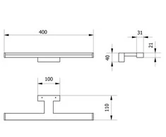 Sieninis šviestuvas GTV LED šviestuvas Catania 400mm, 8W, AC220-240V, 50/60Hz, 4000K, IP44, RA >80, 640lm, juodas