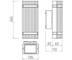 GTV Dviejų krypčių sieninis šviestuvas NESSA, GU10, MAX.2x50W, IP54, AC220-240V, 50/60Hz, juod
