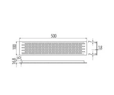 GTV Ventiliacinės grotelės , 500 x 100 mm, nerūdijančio plieno efektas