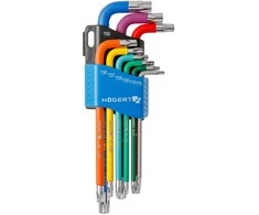Hogert Technik 9 dalių "Torx" raktų rinkinys, ilgas kotas, spalvotas