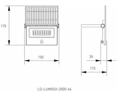 Hogert Pakraunamas lauko LED šviestuvas Lumos II, IP65, juodas, LD-LUMOSII-2000-64, GTV