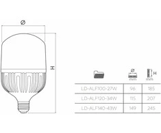 LED lemputė F100, 27W, 2900lm, E27, 4000K, LD-ALF100-27W, GTV