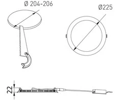 GTV LED šviestuvas ORIS PLUS Downlight tipas, 19W, 1520lm, AC220-240V, 50/60Hz, 120°, 3000K, į