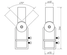 Reguliuojamo kampo adapteris gatvės šviestuvams SA2 GTV 60mm
