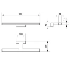 Sieninis šviestuvas GTV LED šviestuvas Catania 600mm, 12W, AC220-240V, 50/60Hz, 4000K, IP44, RA >80, 960lm, chroma
