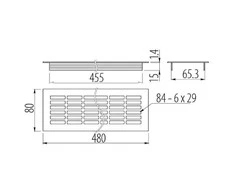 Ventiliacinės grotelės 480 x 80 mm, juodos, KK-W80800-D2, GTV