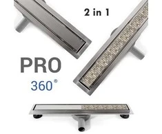 Latakas PRO Drain 360 2in1 Sausas su įklijuojama plytele 60 cm