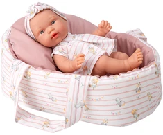 Arias minkšta kūdikio lėlytė su rožine nešykle ir meškučiais, 26 cm