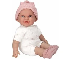 Arias realistiška kūdikio lėlė su garsu ir čiulptuku, 34 cm, rožinė kepurytė